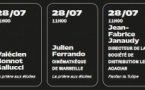 32ème édition du Festival du Film de Lama / Rencontres sous le Platane : Valécien Bonnot Gallucci,  Julien Ferrando, Cinémathèque de Marseille "La prière aux étoiles" et Jean-Fabrice Janaudy Directeur de la société de distribution Les Acacias "Fanfan la Tulipe" - Lama