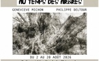 Vernissage de l'exposition peintures et photos des artistes Philippe Delcourt et Geneviève Michon : "Au temps des arbres" - Place de l'église - A Sarra di Scupamena 