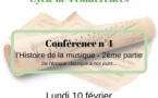 Conférence n°4 :  L'histoire de la musique / 2ème partie - Conservatoire Henri Tomasi / Salle Debussy - Bastia