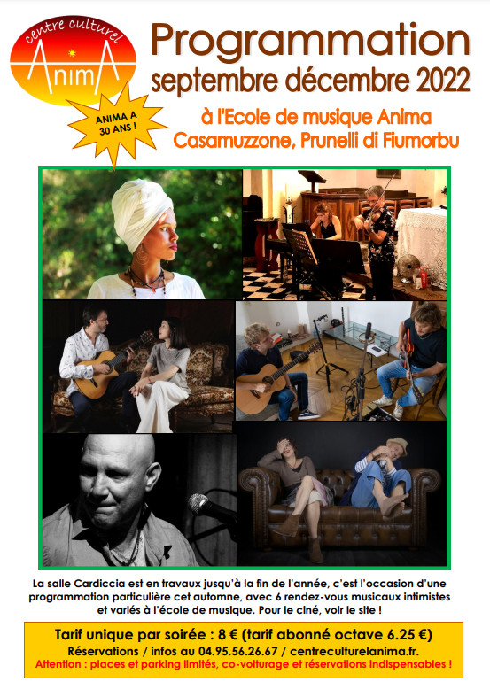 Programmation du Centre Culturel Anima - Prunelli di Fium'Orbu Programmation du Centre Culturel Anima - Prunelli di Fium'Orbu