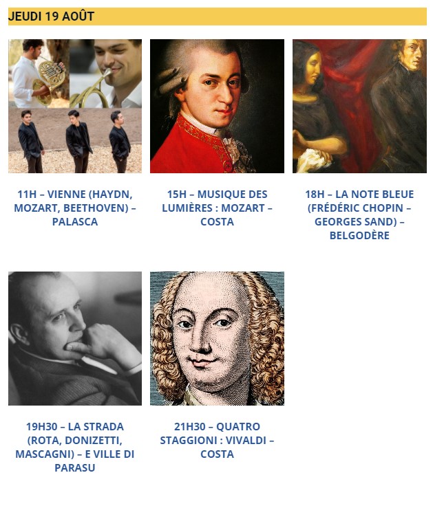 21ème édition du Festival "Les Rencontres de Calenzana" du 17 au 24 Août ! 21ème édition du Festival "Les Rencontres de Calenzana" du 17 au 24 Août !