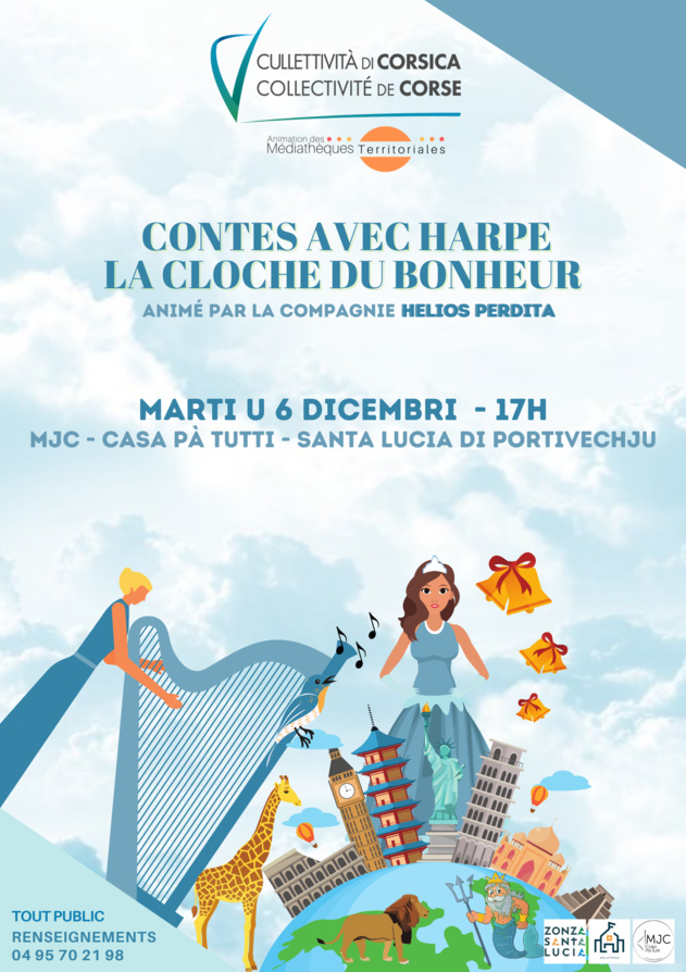 Contes avec harpe "La cloche du bonheur" par la Cie Helios Perdida - Bibliothèque - Sainte Lucie de Porto-Vecchio