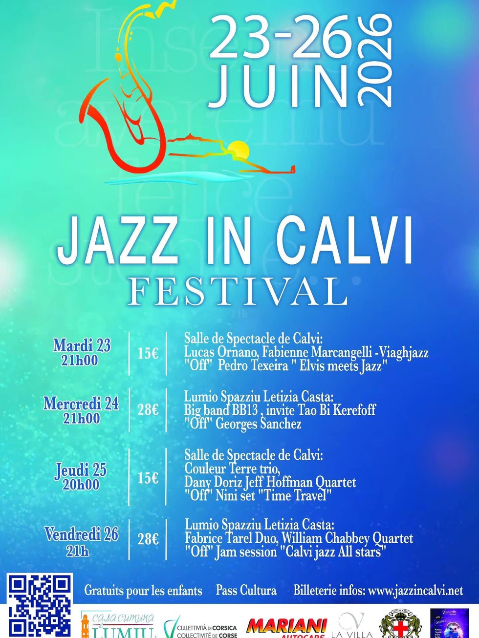 Festival "Jazz in Calvi" - Salle de spectacle, Vignoble de l’Enclos des Anges - Calvi  / Spaziu Laetitia Casta - Lumiu