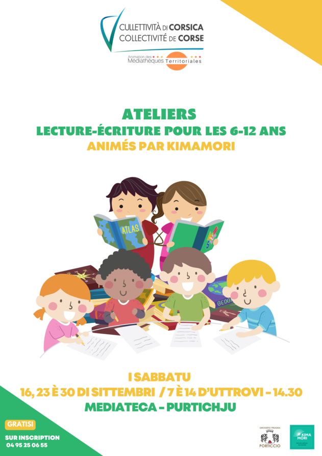 Ateliers lecture-écriture pour les 6-12 ans animés par Kimamori - Mediateca di Purtichju 
