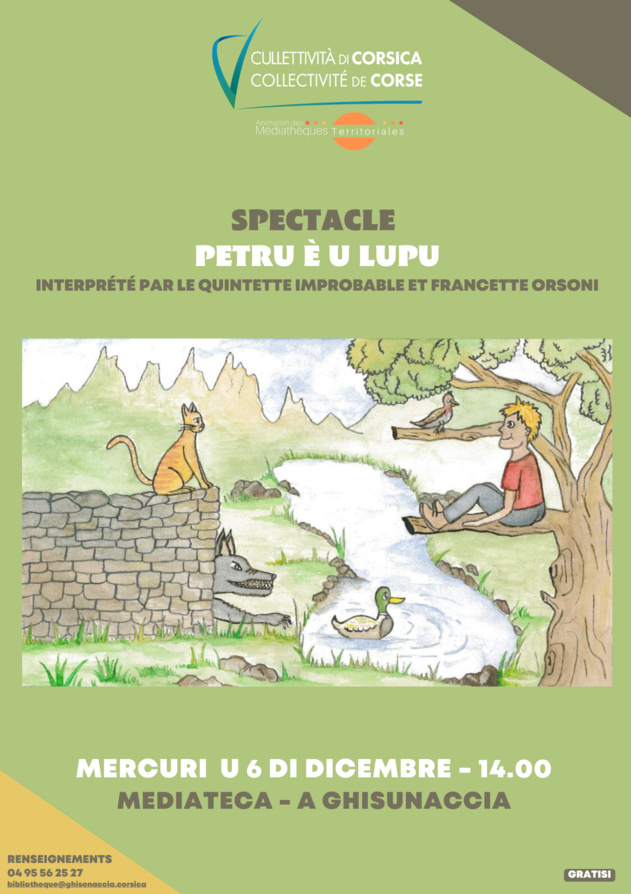 Spectacle musical « Petru è u lupu » par Francette Orsoni et le Quintette Improbable - Mediateca - A Ghisunaccia