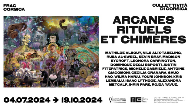 Reportage à l'occasion de l'inauguration de la nouvelle exposition du FRAC Corsica "Arcanes, Rituels et Chimères" qui a eu lieu à Corti le 3 juillet 2024. 