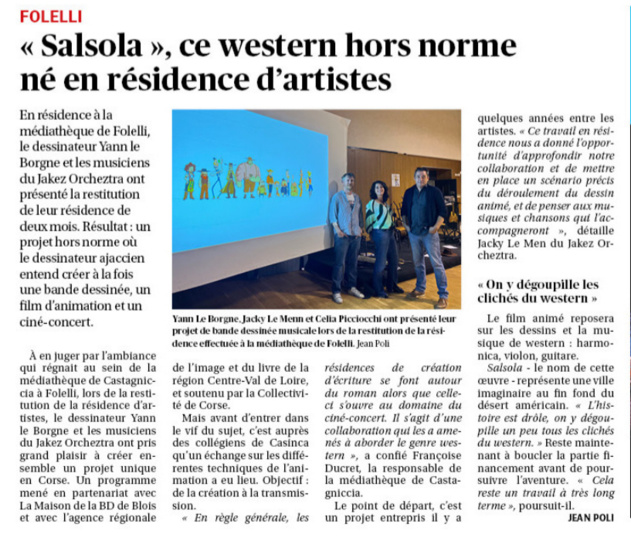 Retour presse sur la sortie de résidence du dessinateur de BD Yann le Borgne à la Médiathèque de Castagniccia Mare è Monti ( I Fulelli )  Retour presse sur la sortie de résidence du dessinateur de BD Yann le Borgne à la Médiathèque de Castagniccia Mare è Monti ( I Fulelli )