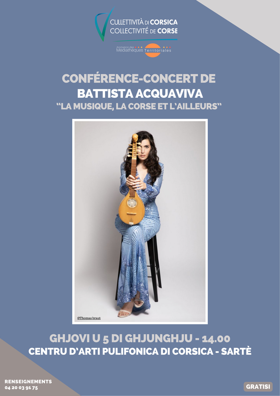 Conférence-concert de Battista Acquaviva : "La musique, la Corse et l’ailleurs" - Centru D’Arti Pulifonica di Corsica - Sartè 