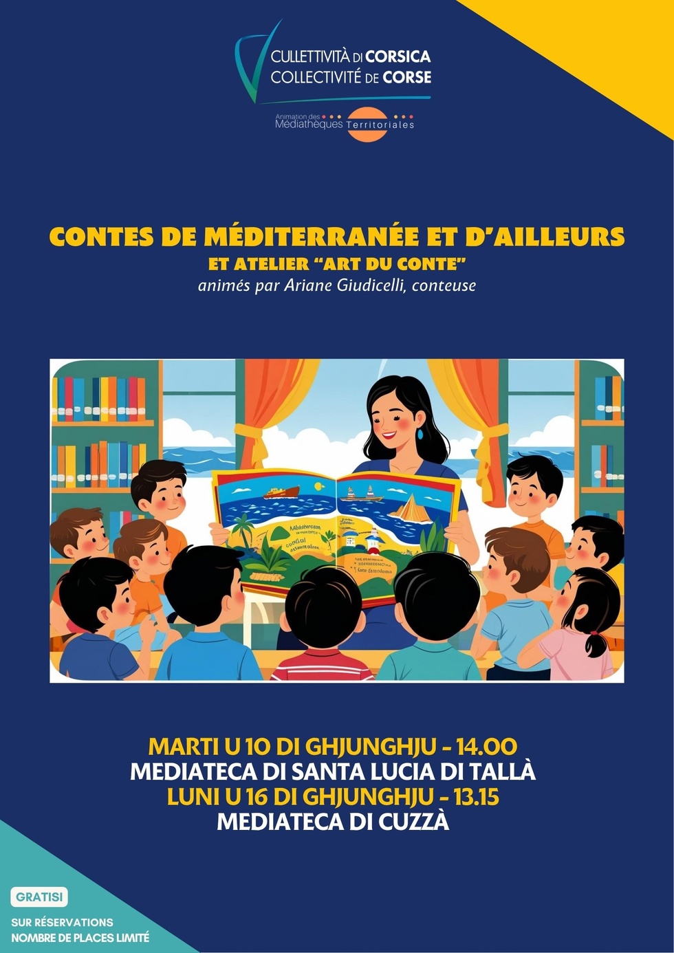 Contes de Méditerranée et d’ailleurs et atelier « Art du conte » animés par Ariane Giudicelli, conteuse
