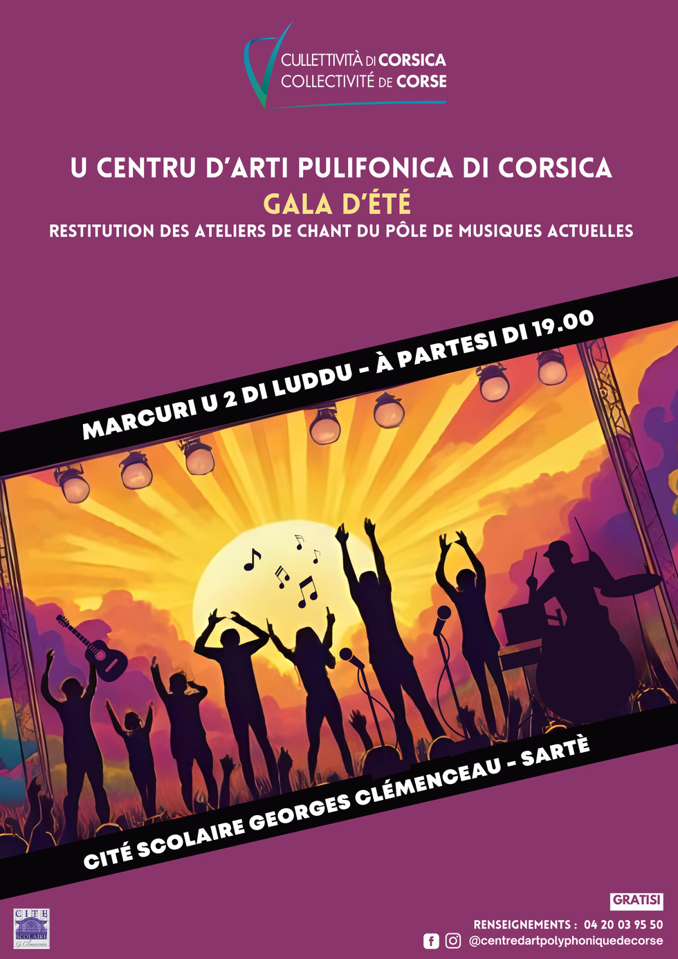 Gala d’été du centre d’art polyphonique de Corse - Cour de la cité scolaire Georges Clémenceau – Sartè