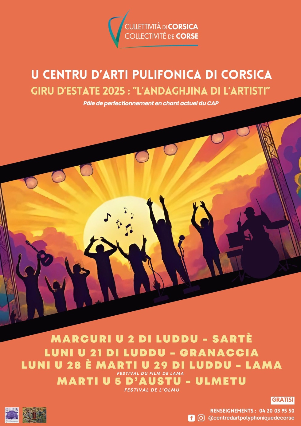Giru d'estate 2025  “L’Andaghjina di l’Artisti” ( Pôle de perfectionnement en chant actuel du CAP ) - Sartè / Granaccia / Lama / Ulmetu 