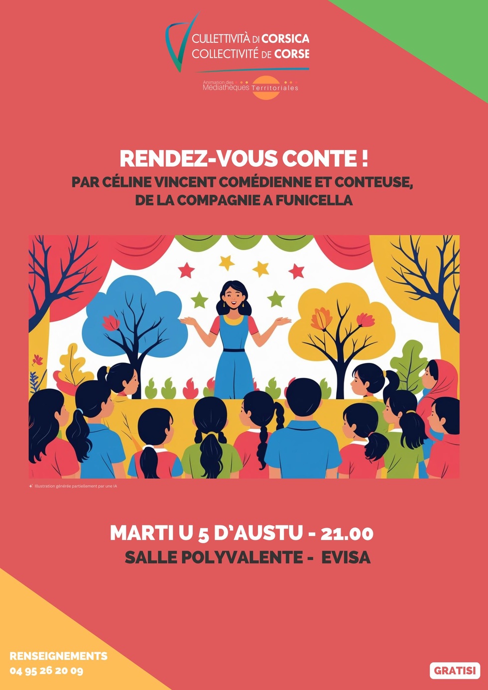 "Rendez-vous conte !" par Céline  Vincent, comédienne et conteuse, de la compagnie A Funicella - Salle polyvalente - Evisa