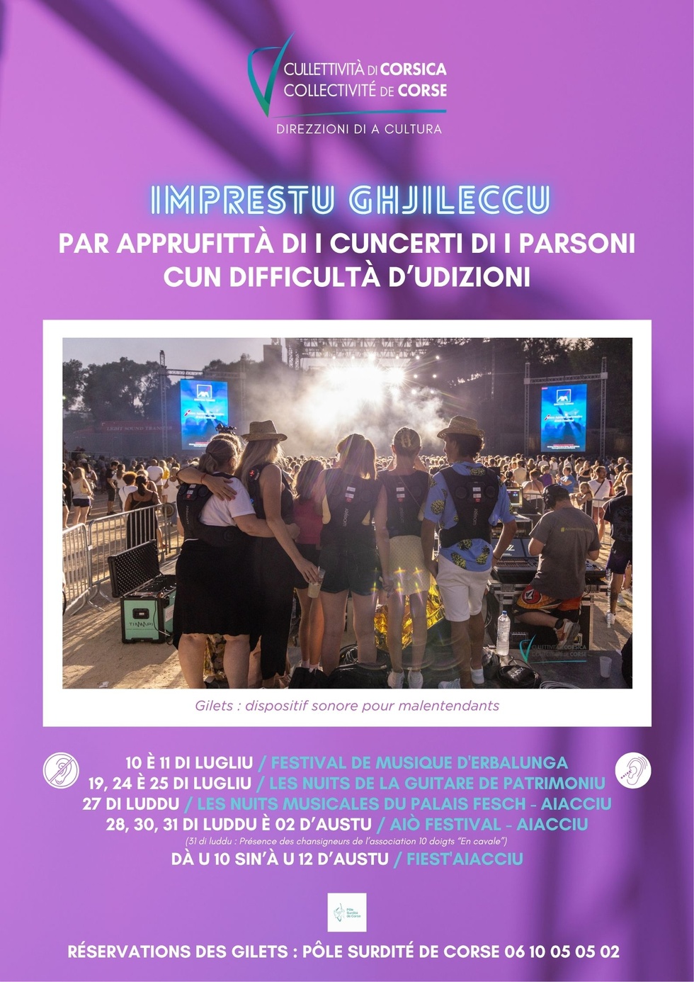 Imprestu di i ghjilechi per i Festivali par apprufittà di i cuncerti per i parsoni cun difficultà d’udizioni