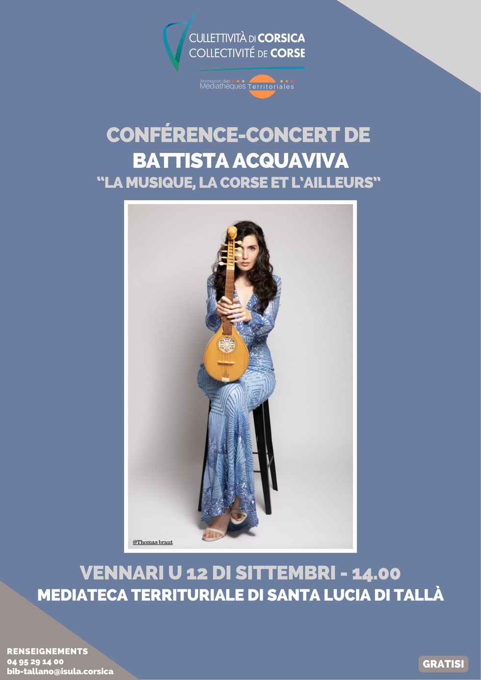 Conférence-concert de Battista Acquaviva : "La musique, la Corse et l’ailleurs" - Mediateca di Santa Lucia di Tallà