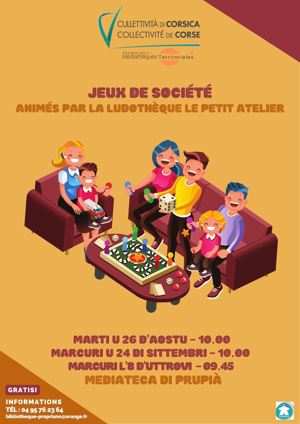 Jeux de société animés par la ludothèque Le Petit Atelier - Mediateca di Prupià