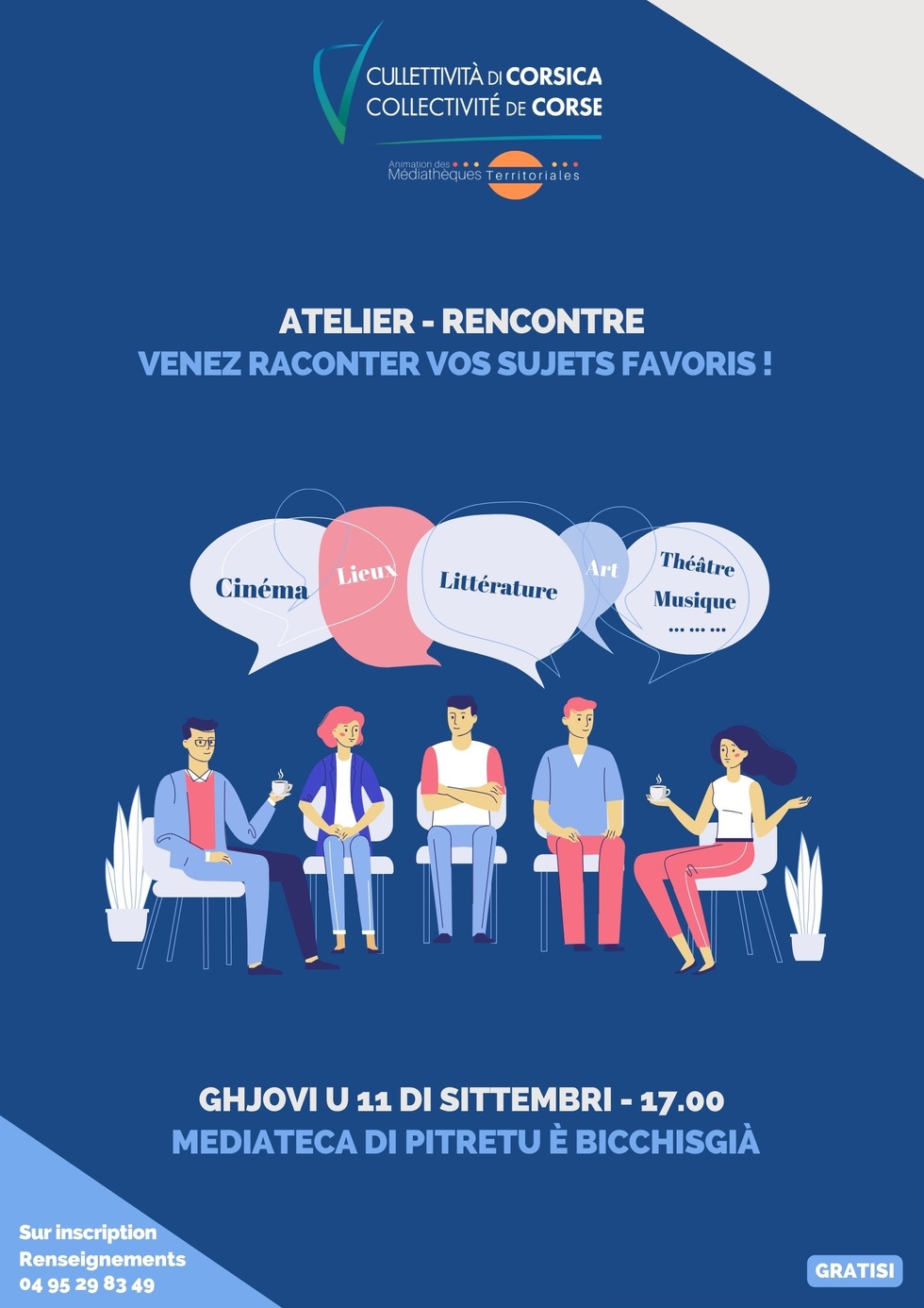 Atelier-rencontre : Venez raconter vos sujets favoris ! - Médiathèque - Pitretu è Bicchisgià