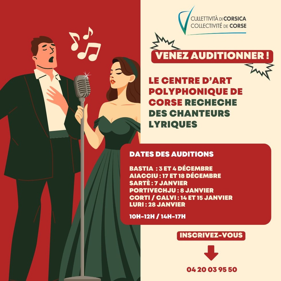Le Centre d'Art Polyphonique de Corse recherche des chanteurs lyriques ! Venez auditionner ! Le Centre d'Art Polyphonique de Corse recherche des chanteurs lyriques ! Venez auditionner !