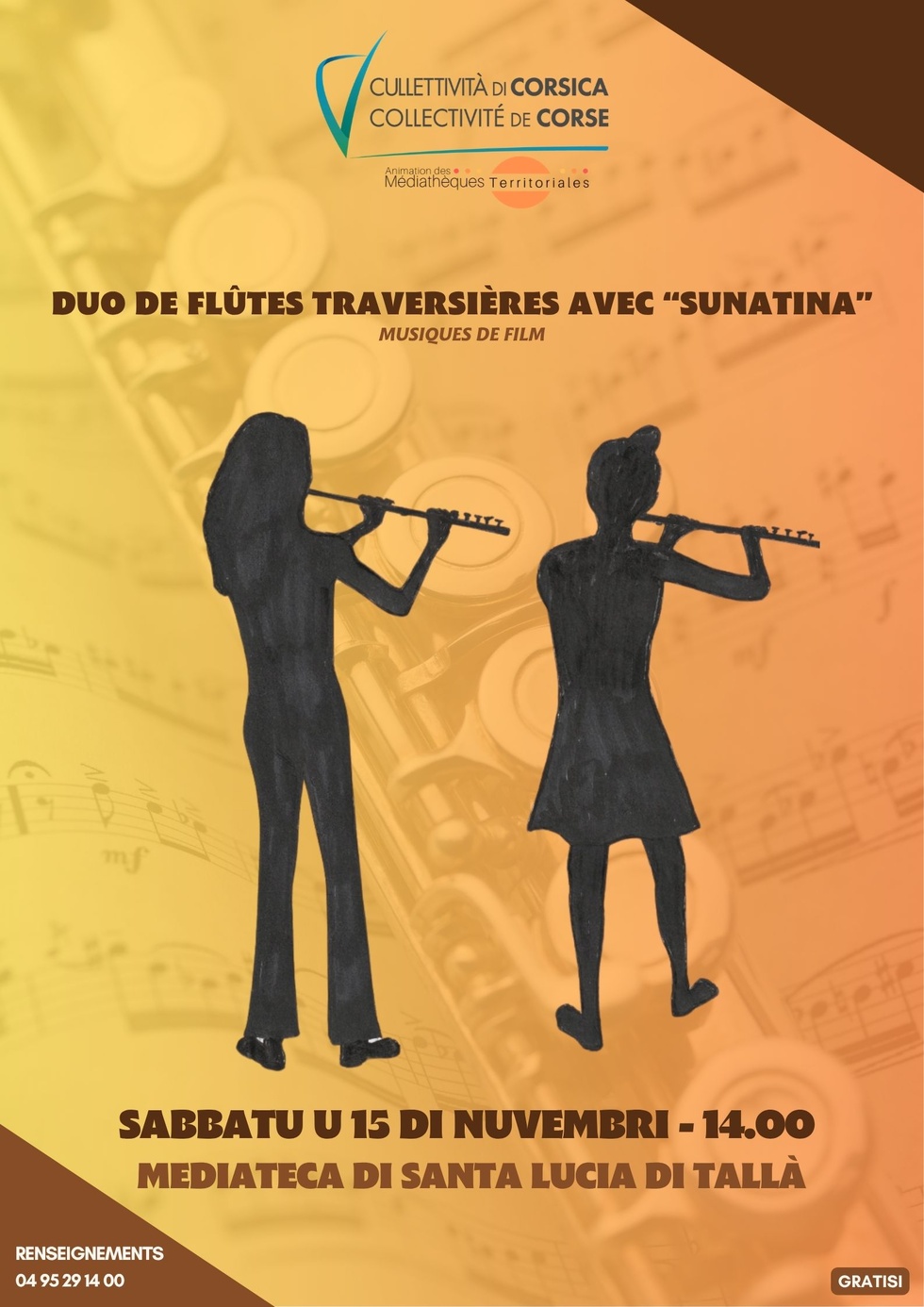 Duo de flûtes traversières avec "Sunatina" : concert dédié aux musiques de films, mené sous la forme d'un jeu de devinettes avec le public - Mediateca territuriale di Santa Lucia di Tallà Duo de flûtes traversières avec "Sunatina" : concert dédié aux musiques de films, mené sous la forme d'un jeu de devinettes avec le public - Mediateca territuriale di Santa Lucia di Tallà
