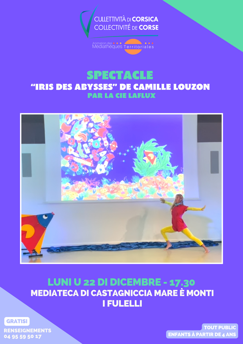 Spectacle : « Iris des abysses » de Camille Louzon par la Cie LaFlux - Médiathèque de Castagniccia Mare è Monti - I Fulelli Spectacle : « Iris des abysses » de Camille Louzon par la Cie LaFlux - Médiathèque de Castagniccia Mare è Monti - I Fulelli