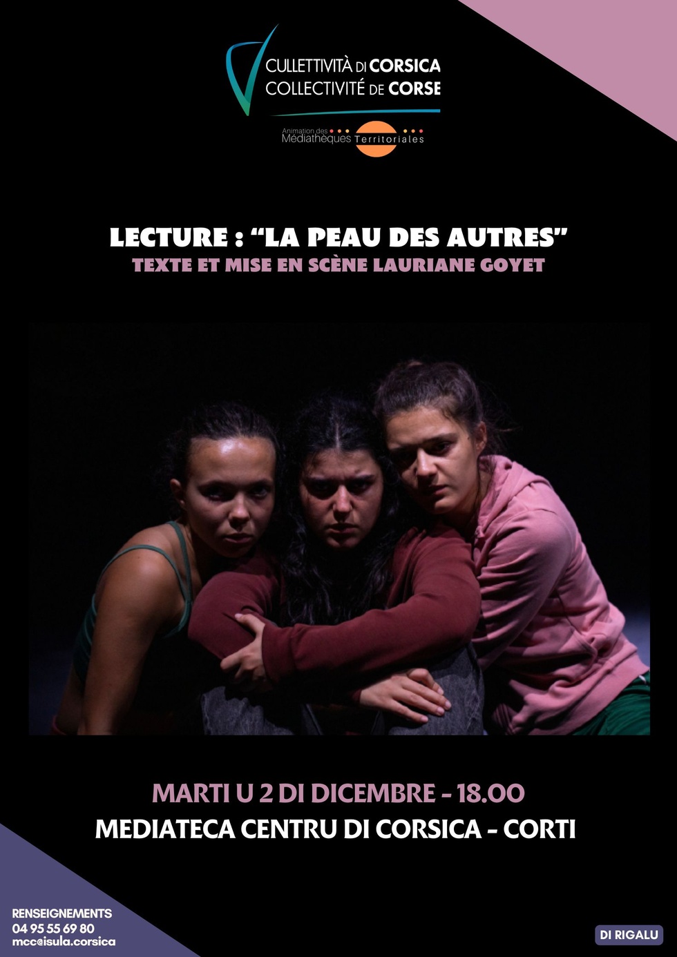 Lecture : "La peau des autres", Texte et mise en scène Lauriane Goyet - Mediateca Centru di corsica - Corti 