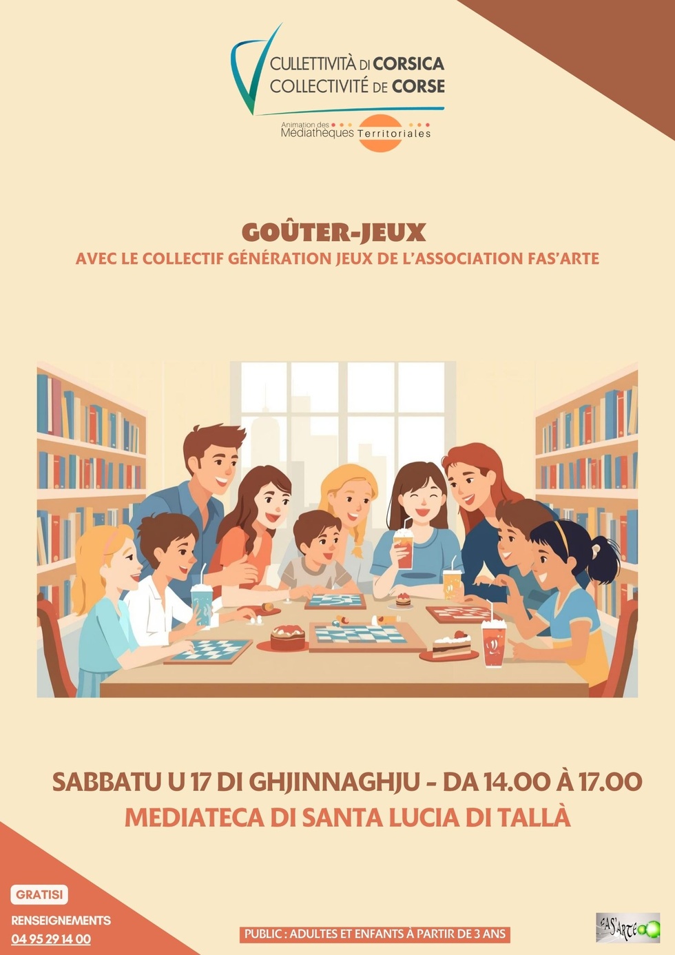 "Goûter-jeux” avec le Collectif Génération jeux de l'association Fas’arte - Mediateca territuriale di Santa Lucia di Tallà