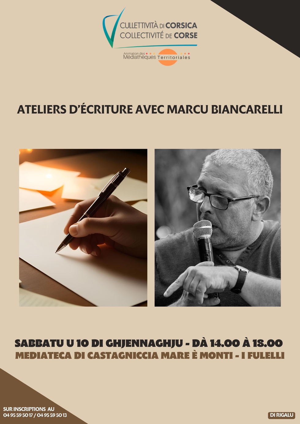 Ateliers d’écriture avec Marcu Biancarelli - Médiathèque de Castagniccia Mare et Monti - I Fulelli 