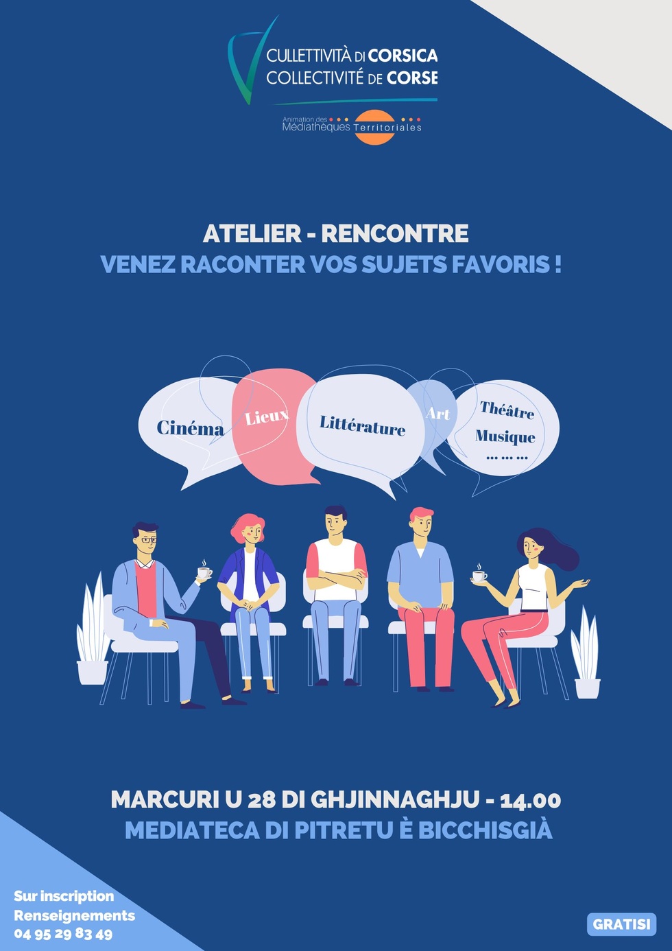 Atelier-rencontre : Venez raconter vos sujets favoris ! - Médiathèque - Pitretu è Bicchisgià