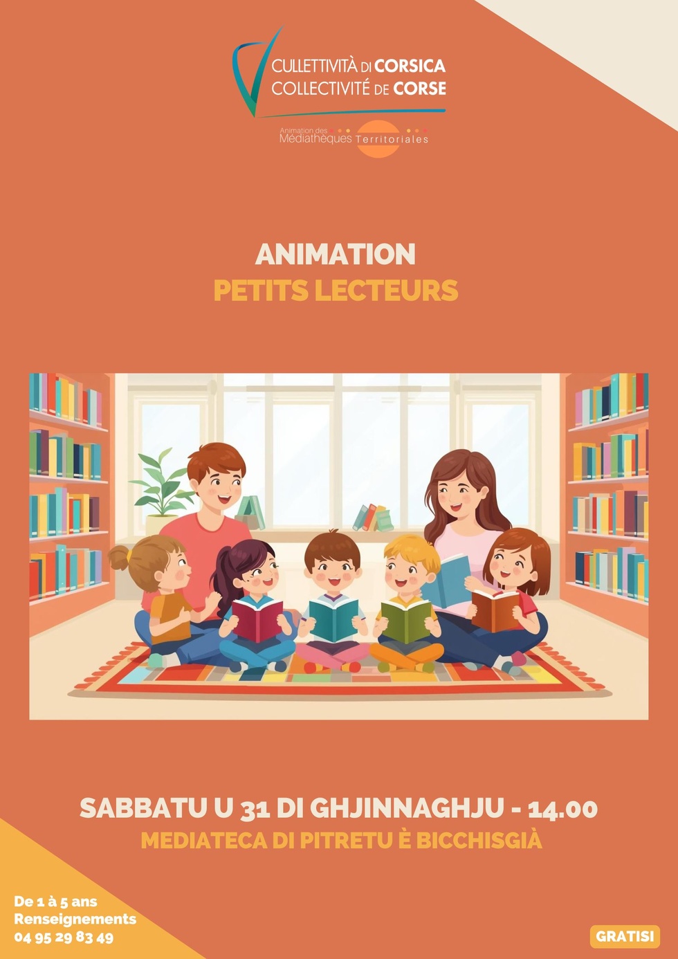 Animation : "Petits lecteurs" - Médiathèque - Pitretu è Bicchisgià Animation : "Petits lecteurs" - Médiathèque - Pitretu è Bicchisgià