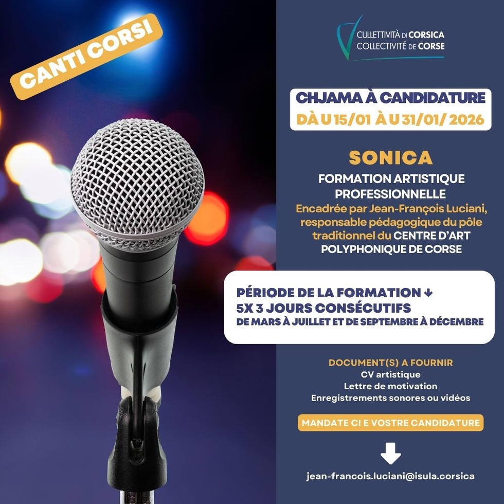 SONICA : Formation artistique professionnelle Formation encadrée par Jean-François Luciani, responsable pédagogique du pôle traditionnel du Centre d’Art Polyphonique de Corse