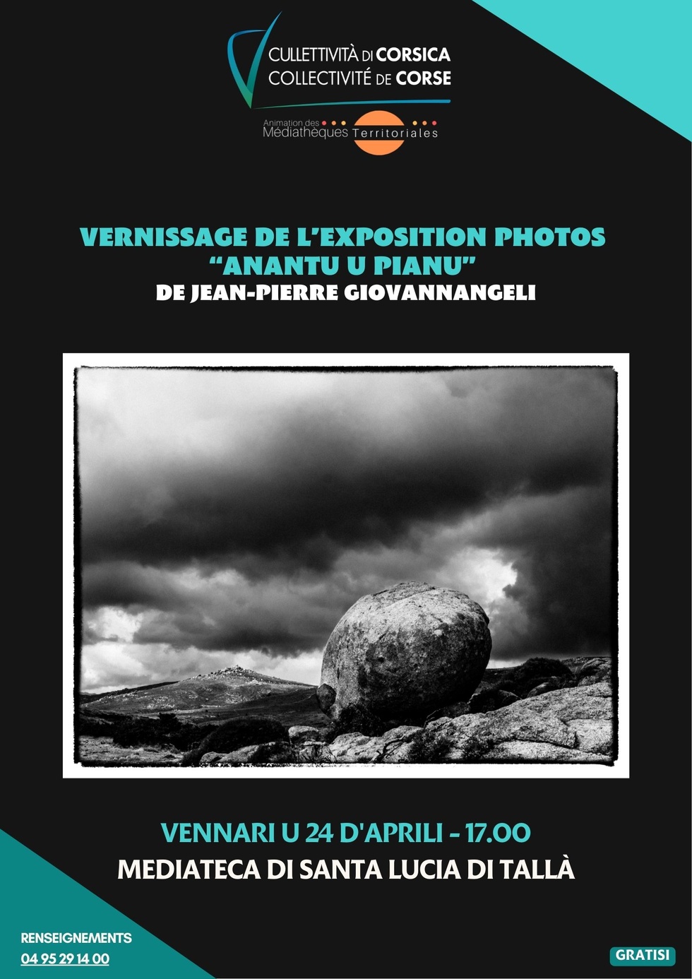 Vernissage de l'exposition photos « Anantu u pianu » de Jean-Pierre Giovannangeli - Mediateca territuriale di Santa Lucia di Tallà Vernissage de l'exposition photos « Anantu u pianu » de Jean-Pierre Giovannangeli - Mediateca territuriale di Santa Lucia di Tallà