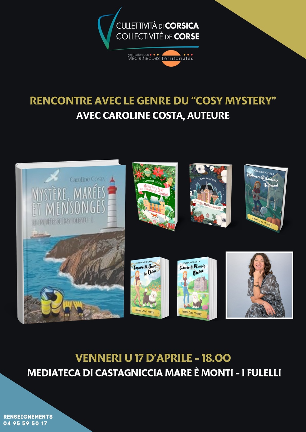 Rencontre avec le genre du “Cosy mystery” avec Caroline Costa, auteure - Médiathèque de Castagniccia Mare et Monti - I Fulelli 