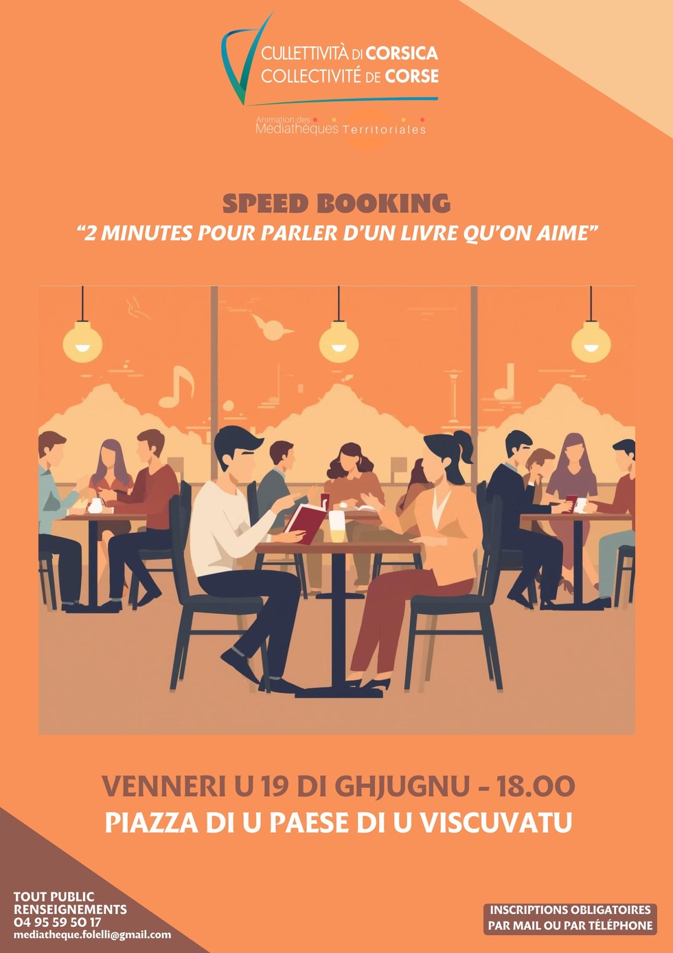 Speed-booking : « 2 minutes pour parler d’un livre qu’on aime » - Piazza di u paese di U Viscuvatu Speed-booking : « 2 minutes pour parler d’un livre qu’on aime » - Piazza di u paese di U Viscuvatu