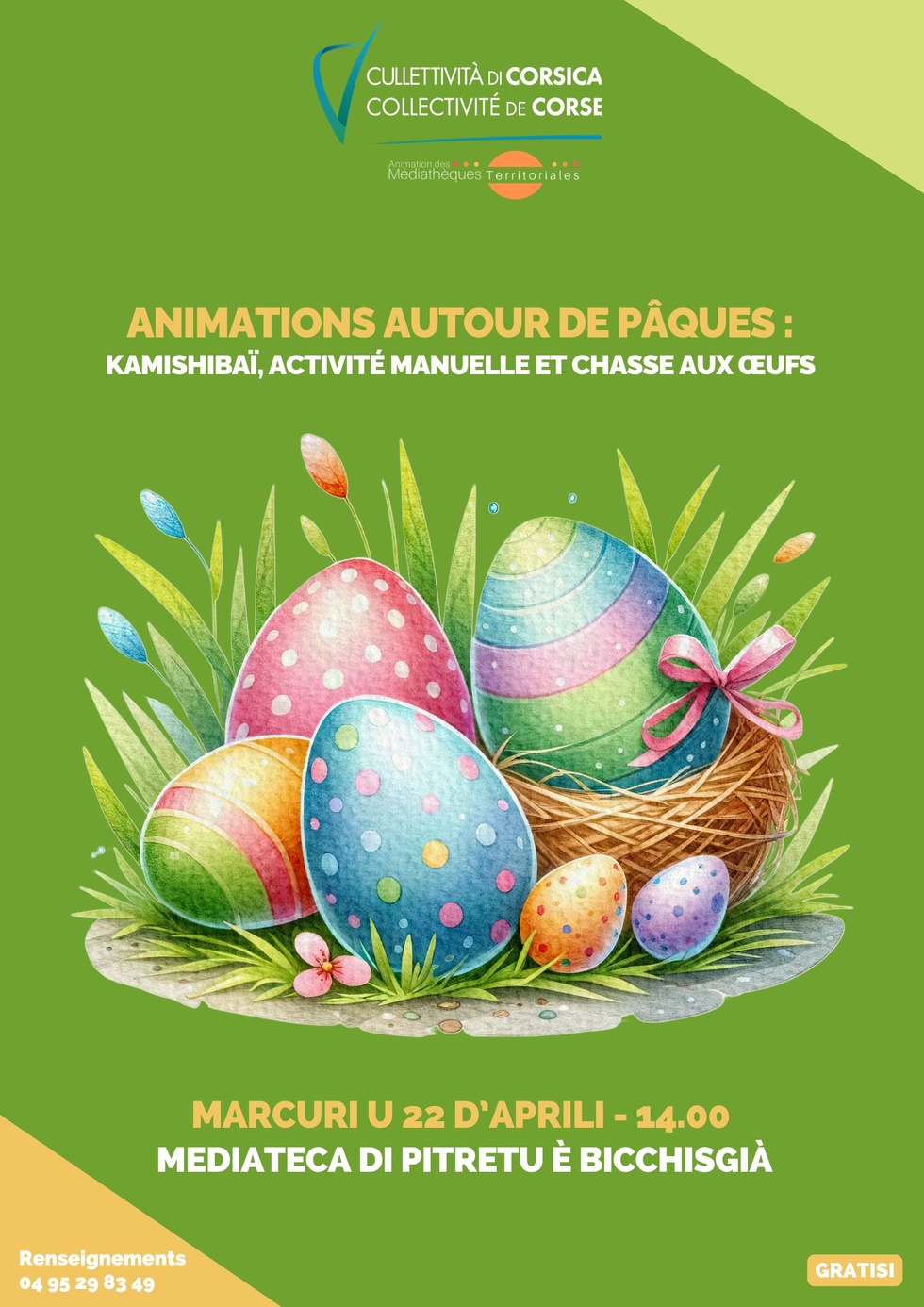 Animations autour de Pâques : Kamishibaï, activité manuelle et chasse aux œufs - Médiathèque - Pitretu è Bicchisgià Animations autour de Pâques : Kamishibaï, activité manuelle et chasse aux œufs - Médiathèque - Pitretu è Bicchisgià