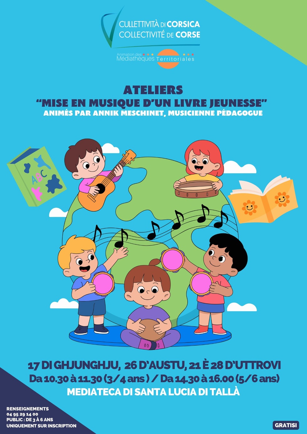 Mise en musique d’un livre jeunesse par Annik Meschinet : Ateliers d’expression sonore, vocale, rythmique et corporelle - Mediateca territuriale di Santa Lucia di Tallà