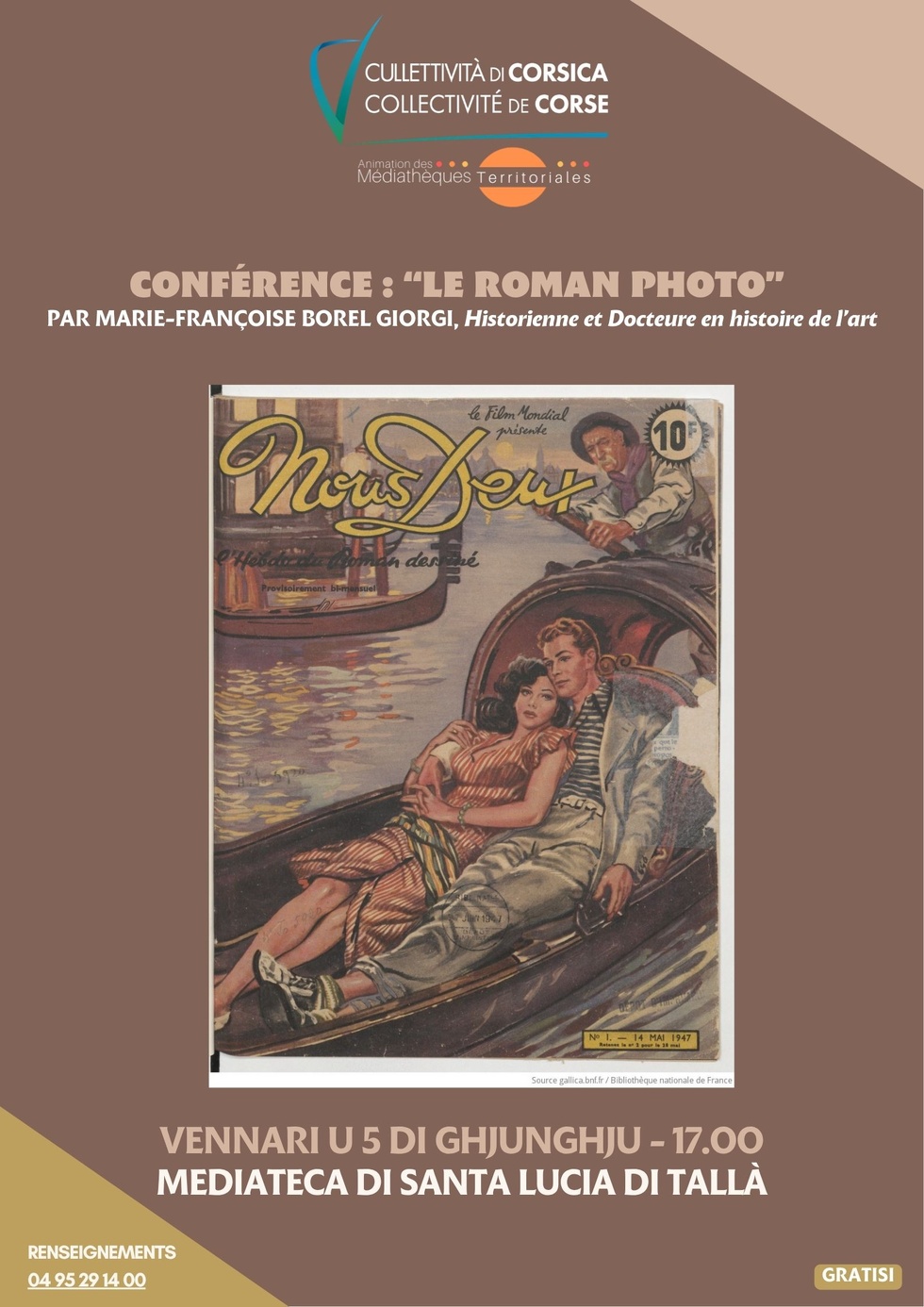Conférence : « Le roman photo » par Marie-Françoise Borel Giorgi, Historienne et Docteure en histoire de l’art - Mediateca territuriale di Santa Lucia di Tallà Conférence : « Le roman photo » par Marie-Françoise Borel Giorgi, Historienne et Docteure en histoire de l’art - Mediateca territuriale di Santa Lucia di Tallà
