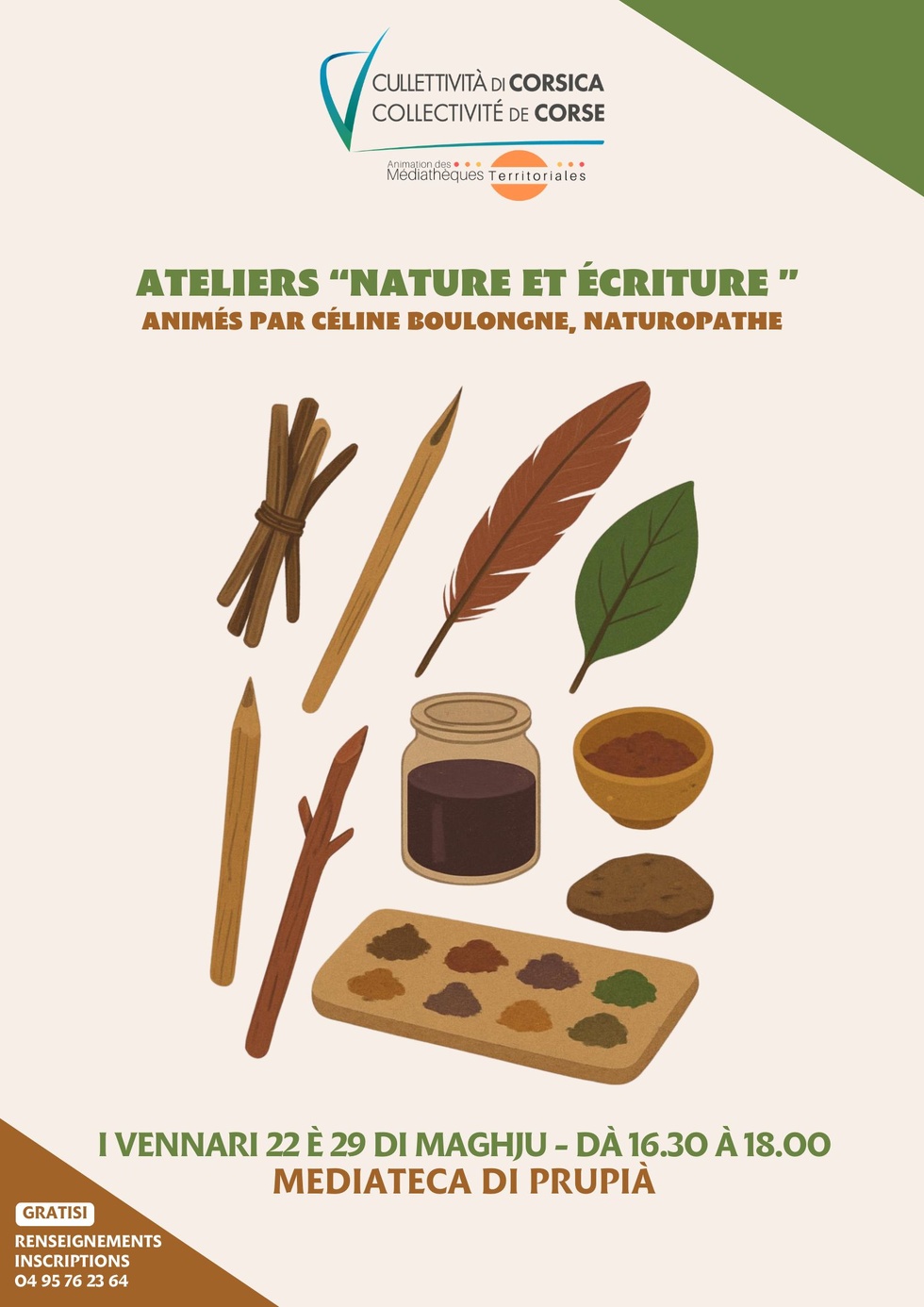 Ateliers "Nature et écriture" animés par Céline Boulongne, naturopathe - Mediateca di Prupià