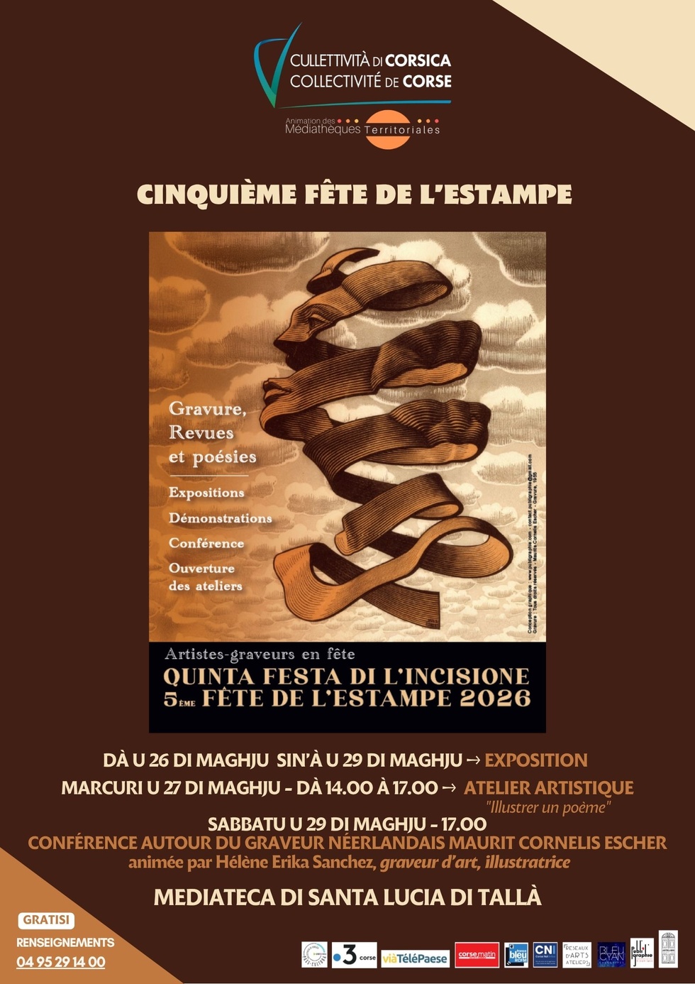 Cinquième fête de l’estampe "Gravures, revues et poésies" : Exposition, Atelier Artistique et conférence - Mediateca di Santa Lucia