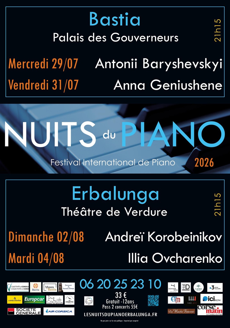 Festival "Les nuits du piano" - Bastia / Erbarlunga