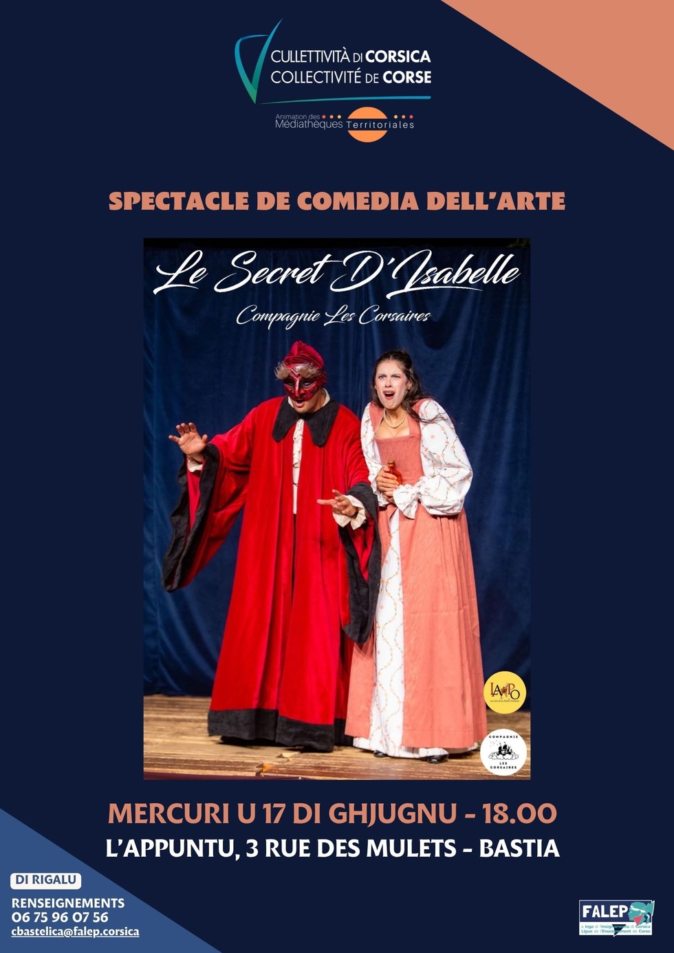 Spectacle de Comedia dell’Arte : "Le secret d’Isabelle" par la Cie les Corsaires - L’Appuntu - Bastia