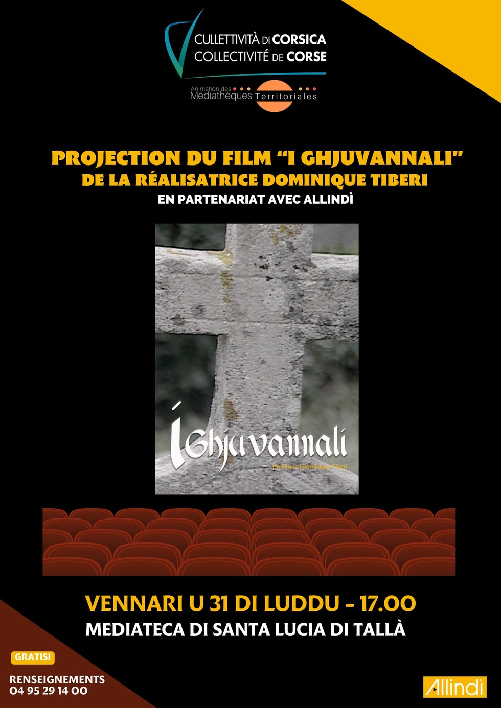 Projection du film “I Ghjuvannali” de la réalisatrice Dominique Tiberi en partenariat avec Allindì - Mediateca territuriale di Santa Lucia di Tallà Projection du film “I Ghjuvannali” de la réalisatrice Dominique Tiberi en partenariat avec Allindì - Mediateca territuriale di Santa Lucia di Tallà
