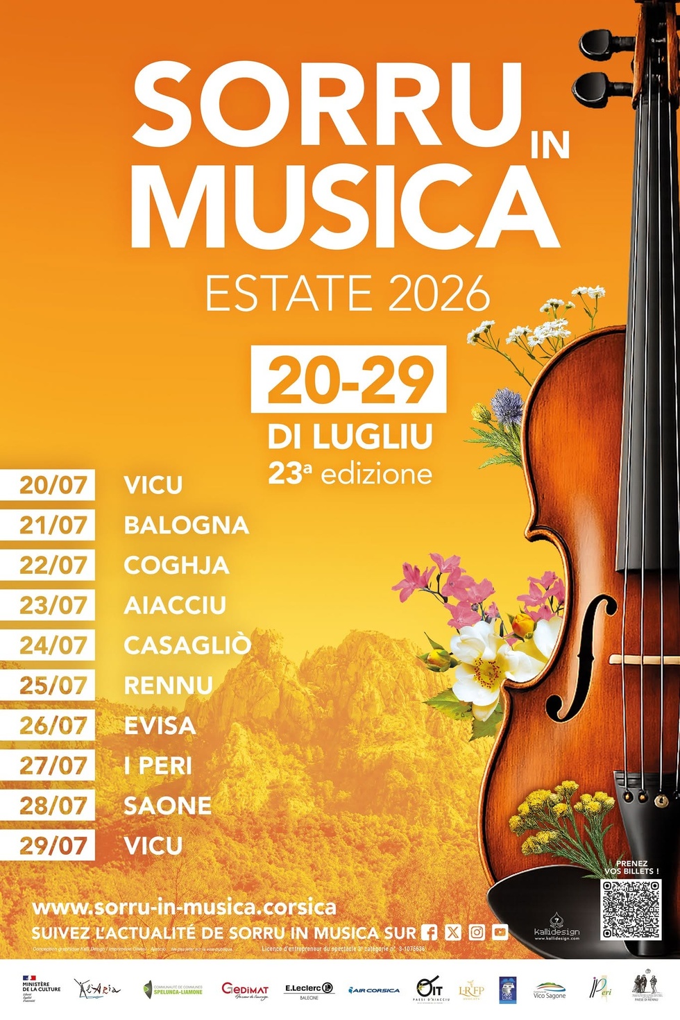 23ème édition du Festival "Sorru in Musica" - Vicu / Balogna / Coghja / Aiacciu / Casaglio / Rennu / Evisa / I Peri / Savone / Vicu 23ème édition du Festival "Sorru in Musica" - Vicu / Balogna / Coghja / Aiacciu / Casaglio / Rennu / Evisa / I Peri / Savone / Vicu