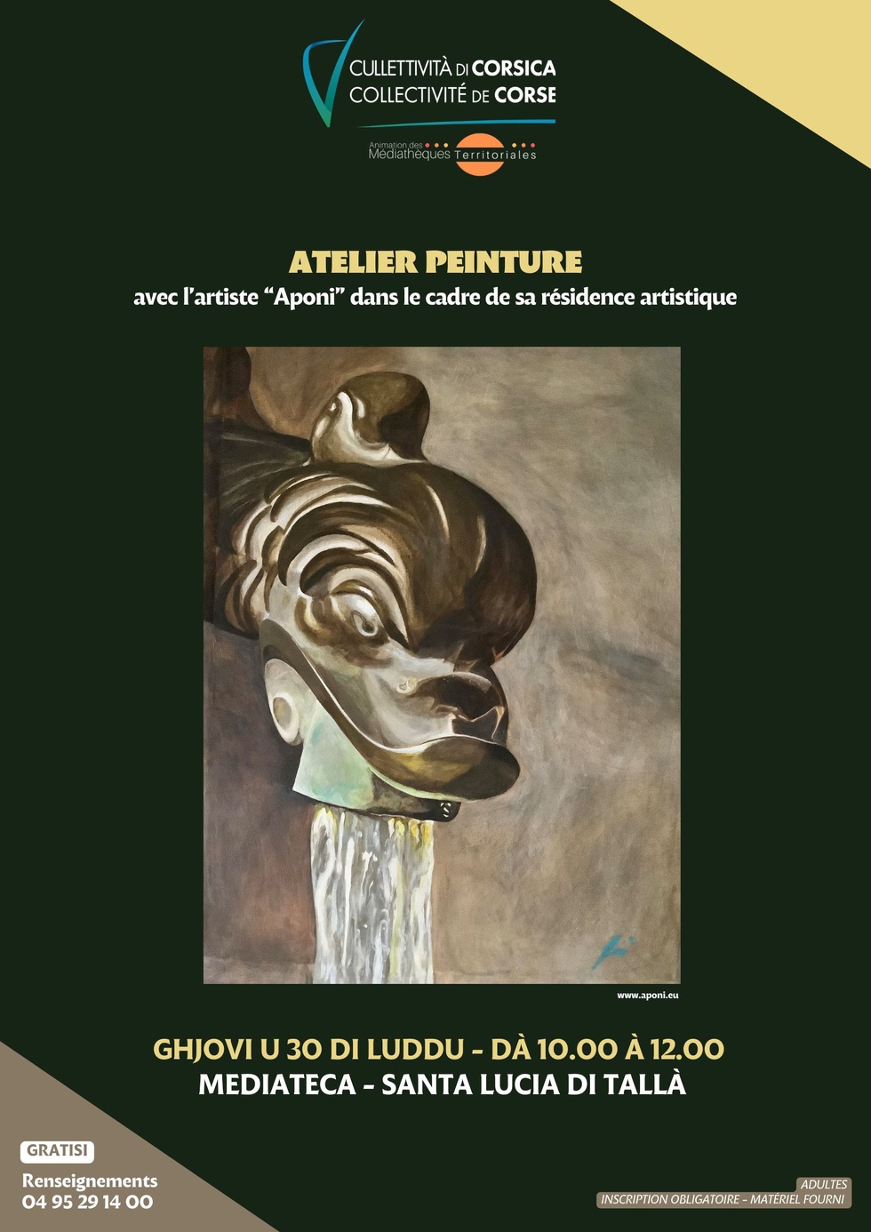 Atelier peinture avec l’artiste “Aponi” dans le cadre de sa résidence artistique - Mediateca territuriale di Santa Lucia di Tallà Atelier peinture avec l’artiste “Aponi” dans le cadre de sa résidence artistique - Mediateca territuriale di Santa Lucia di Tallà