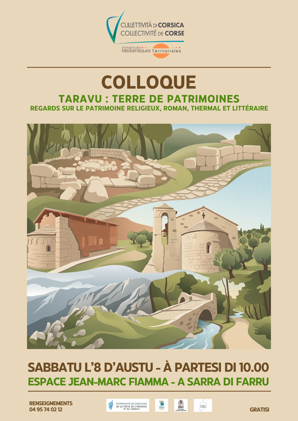 Colloque : "Taravu : terre de patrimoines", Regards sur le patrimoine religieux, roman, thermal et littéraire - Spaziu Jean-Marc Fiamma - A Sarra di Farru Colloque : "Taravu : terre de patrimoines", Regards sur le patrimoine religieux, roman, thermal et littéraire - Spaziu Jean-Marc Fiamma - A Sarra di Farru