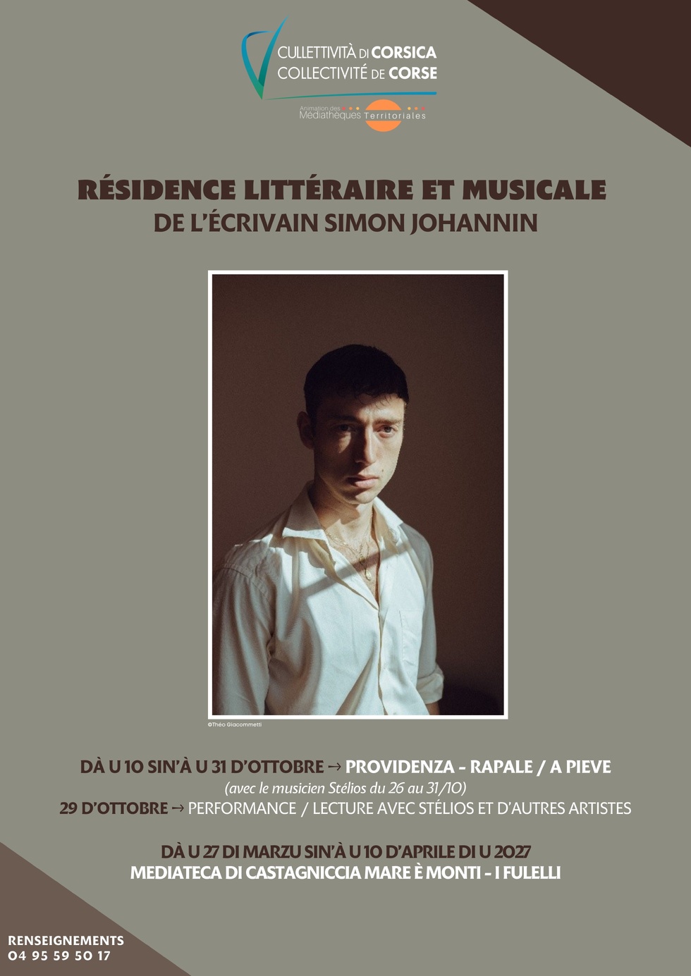 Résidence littéraire et musicale de l’écrivain Simon Johannin - Providenza : Rapale - A Pieve / Médiathèque de Castagniccia Mare et Monti : I Fulelli 