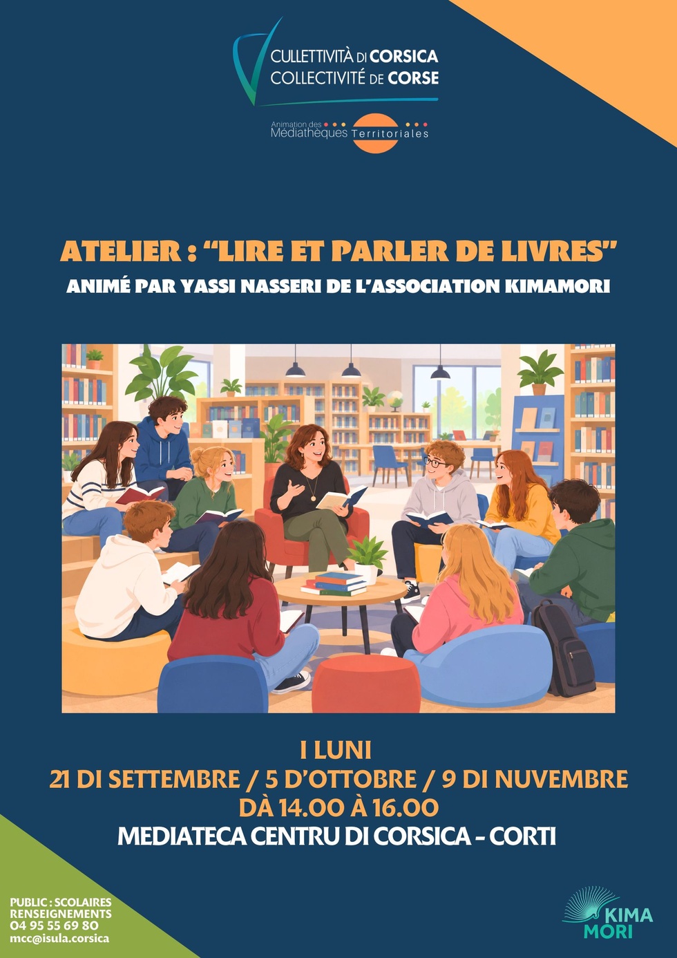 Atelier : "Lire et parler des livres" animé par Yassi Nasseri de l'association Kimamori - Mediateca Centru di corsica - Corti 