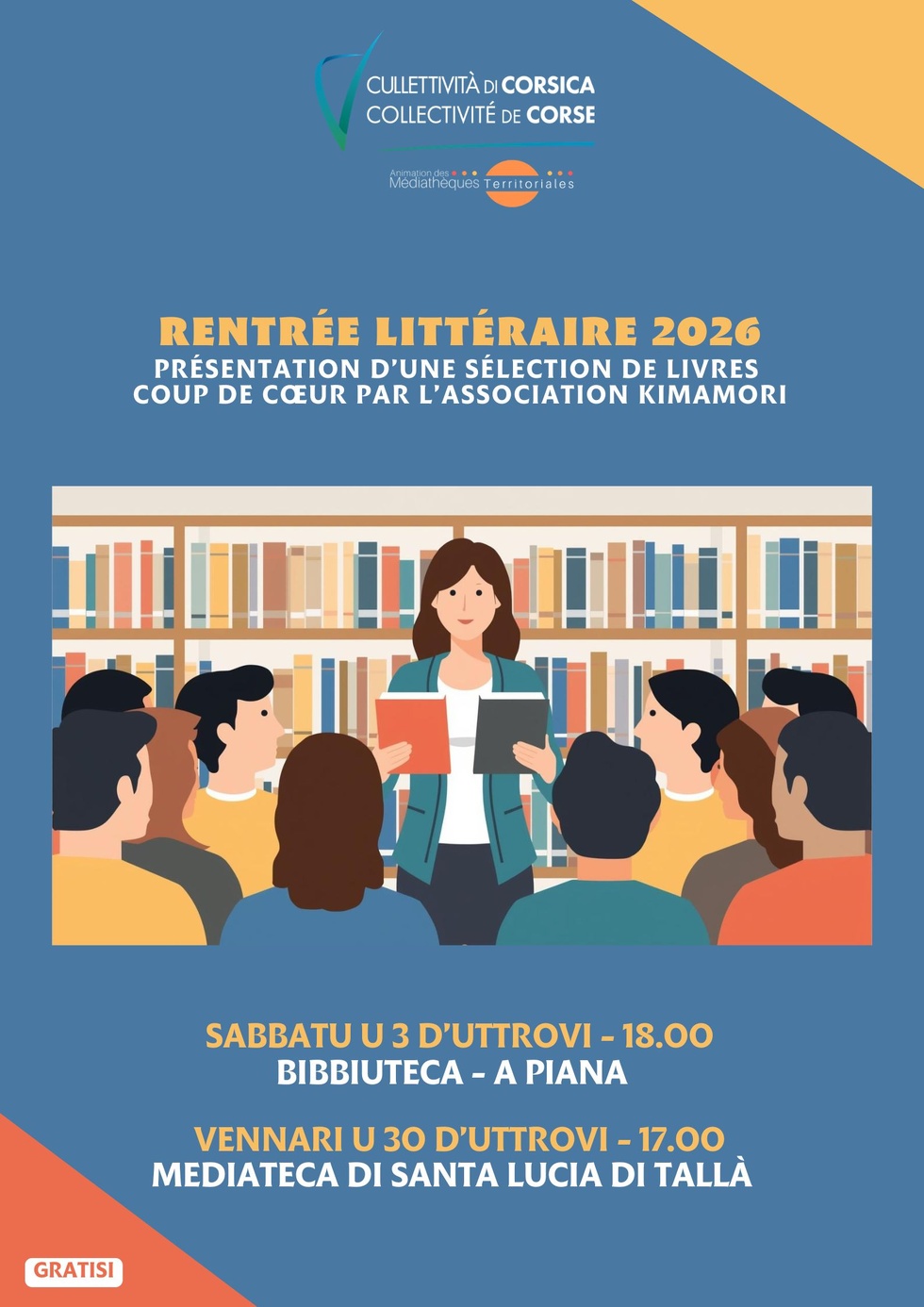 Rentrée Littéraire 2026 : présentation d’une sélection de livres coup de cœur par l’association Kimamori - A Piana / Santa Lucia di Tallà Rentrée Littéraire 2026 : présentation d’une sélection de livres coup de cœur par l’association Kimamori - A Piana / Santa Lucia di Tallà