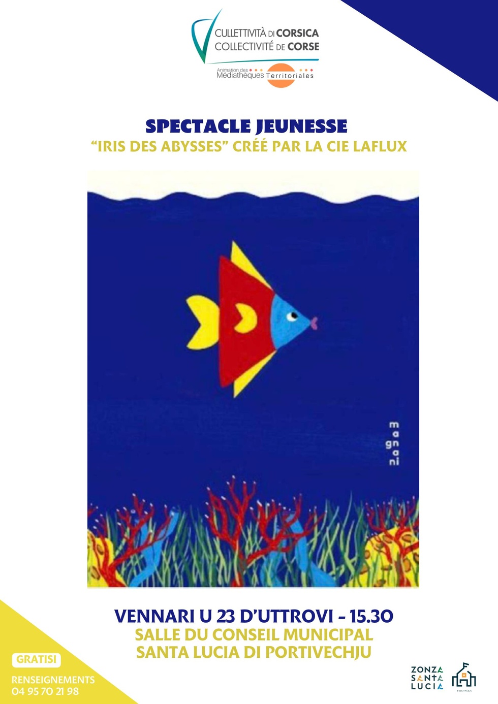 Spectacle jeunesse "Iris des abysses" créé par la Cie LaFlux - Salle du Conseil Municipal - Santa Lucia di Portivechju