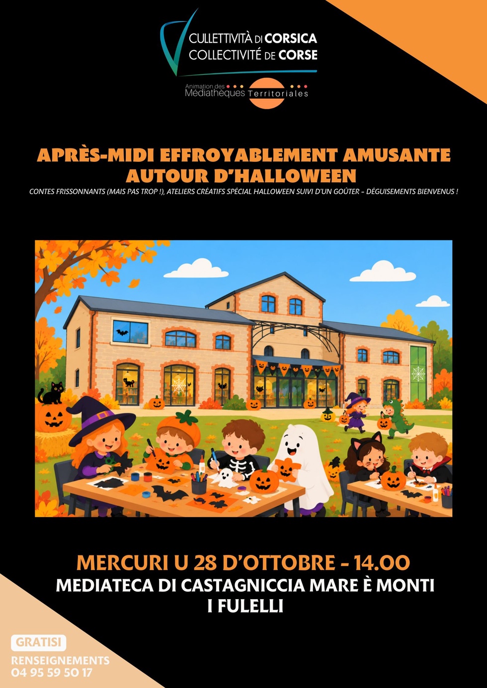 Halloween à la médiathèque : Contes et ateliers - Médiathèque de Castagniccia Mare et Monti - I Fulelli Halloween à la médiathèque : Contes et ateliers - Médiathèque de Castagniccia Mare et Monti - I Fulelli