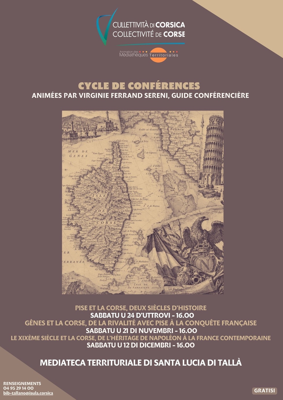 Cycle de conférences animées par Virginie Ferrand Sereni, guide conférencière - Mediateca territuriale di Santa Lucia di Tallà Cycle de conférences animées par Virginie Ferrand Sereni, guide conférencière - Mediateca territuriale di Santa Lucia di Tallà