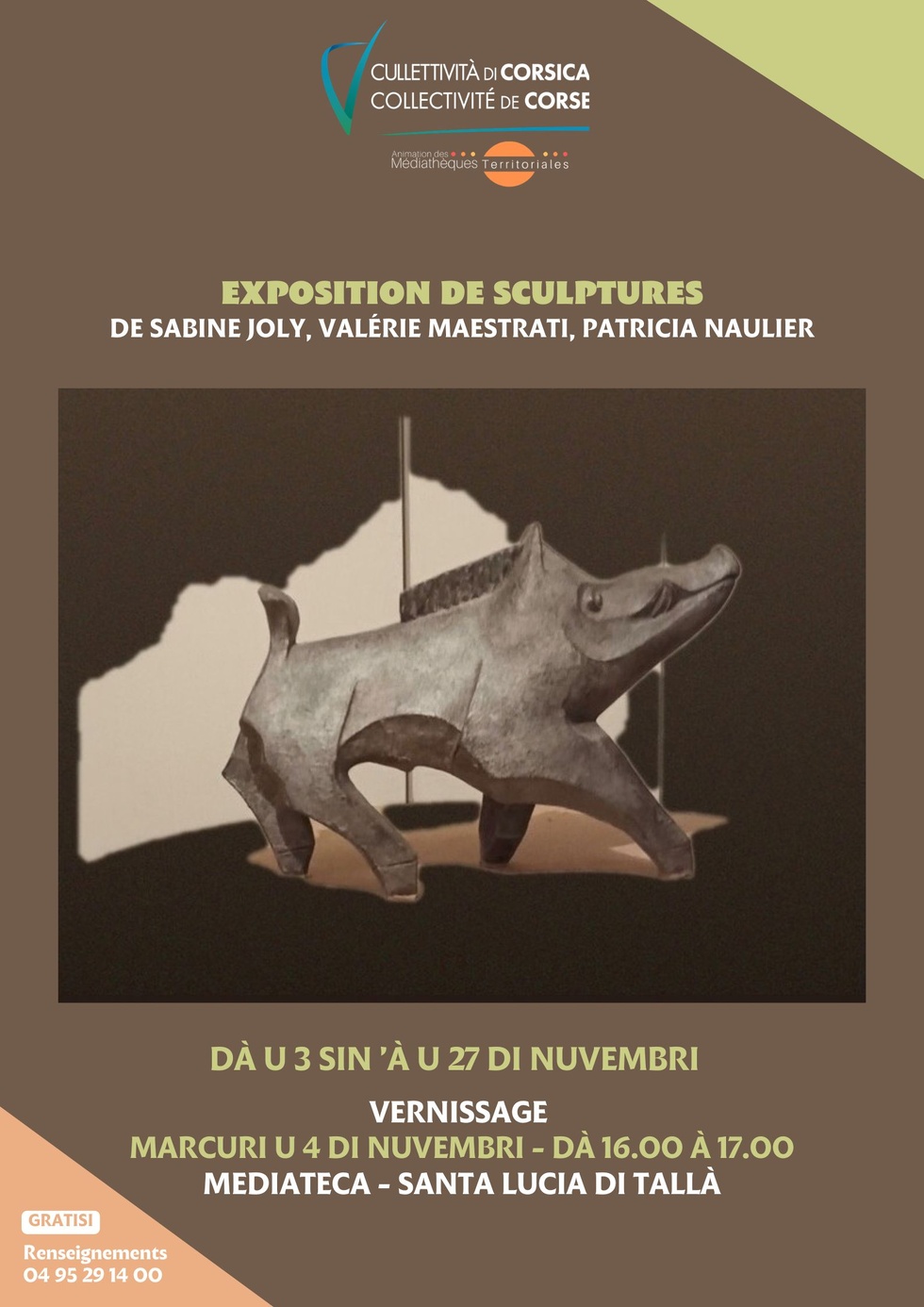 Exposition de sculptures de Sabine Joly, Valérie Maestrati et Patricia Naulier - Mediateca territuriale di Santa Lucia di Tallà